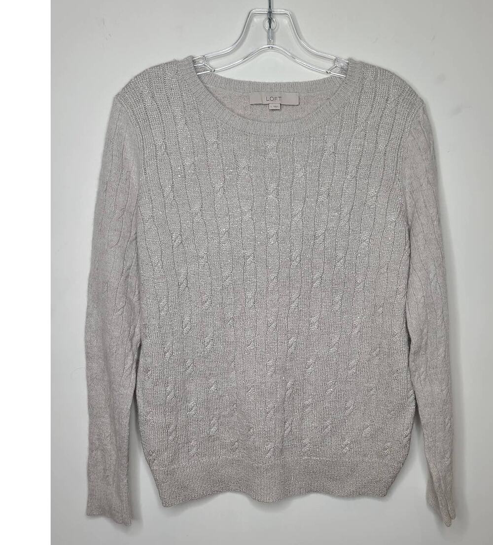 Ann Taylor Loft grey sequin wool rabbit blend sweater - large